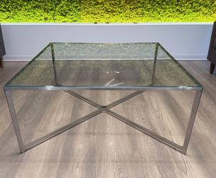 3’ x 3’ Glass & Steel Coffee Table