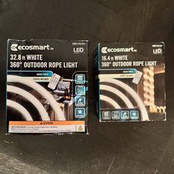 Ecosmart 32.8 And 16.4ft. Bright White LED Rope Light, Dimmable & Linkable with Remote
