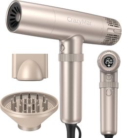 Brand new in box CrazyMar Ionic Hair Dryer with Diffuser, 8X Fast Drying Salon Blow Dryer 16 Temp Settings, LED Display, Portable, for Home and Salon