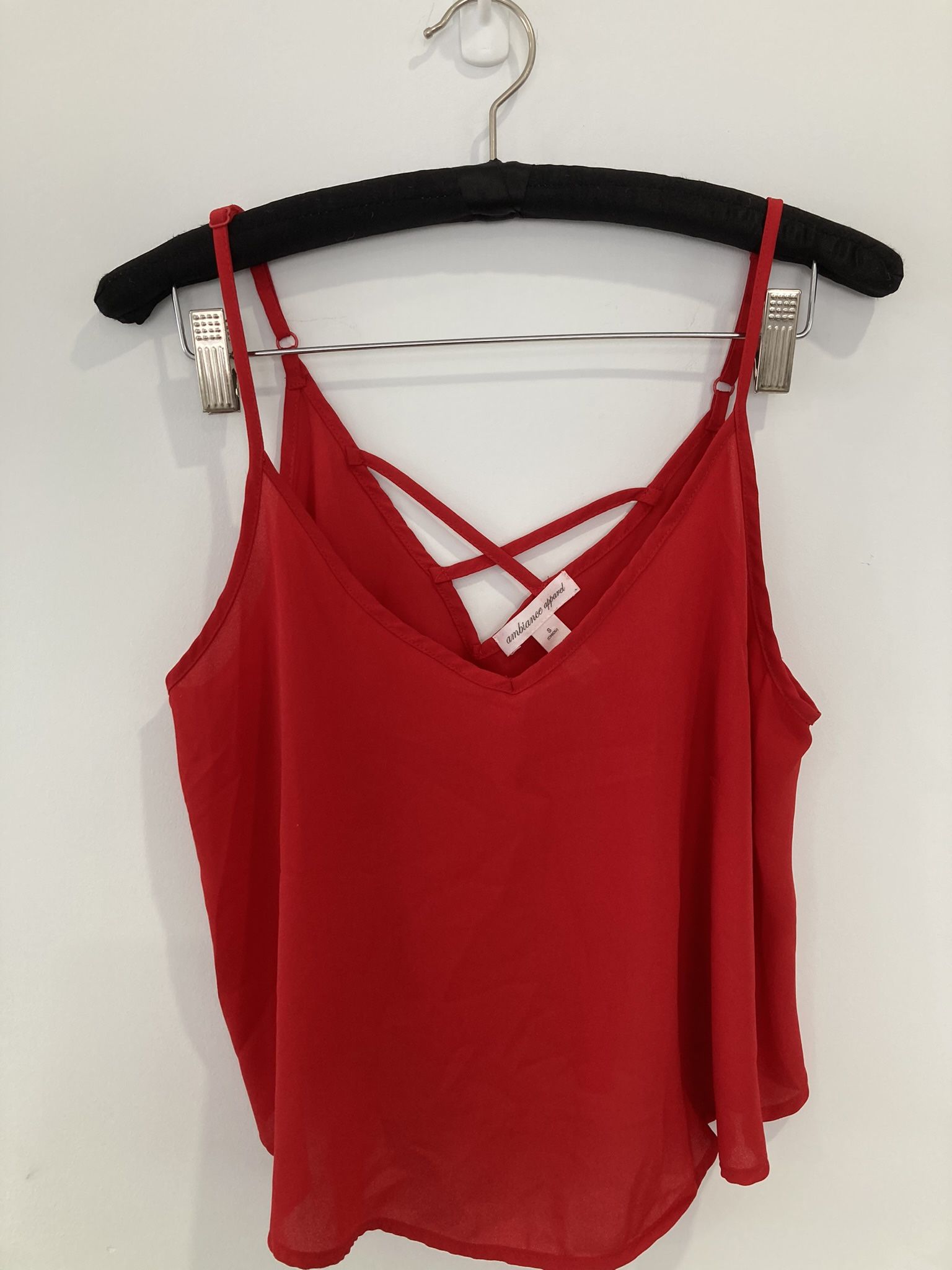 Sexy Red Sheer Cami Crop Shirt Small
