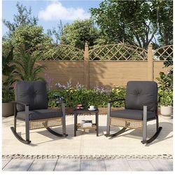 New, 3 Pieces Rocking Chair( Seat Cushions Are Oversized 