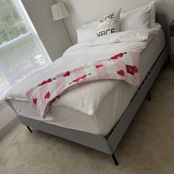 1 ikea Queen Bed Frame Light Gray  With BeautyRest MattressQueen Size Very Soft Mattress