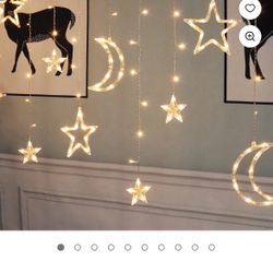 Two Hanging Stars And Moon Light (battery Operated)