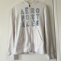 Aeropostale logo print zip-up hooded hoodie