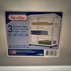 Sterilite 3 Drawer Cart White with Wheels