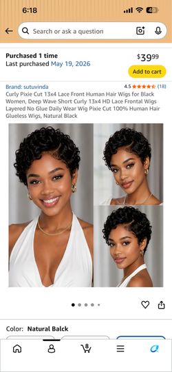 Curly Pixie Cut 13x4 Lace Front Human Hair Wig