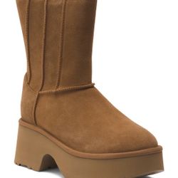 UGG Women's Classic Twin Seam New Heights Chestnut Suede Platform Boots US7/9/10