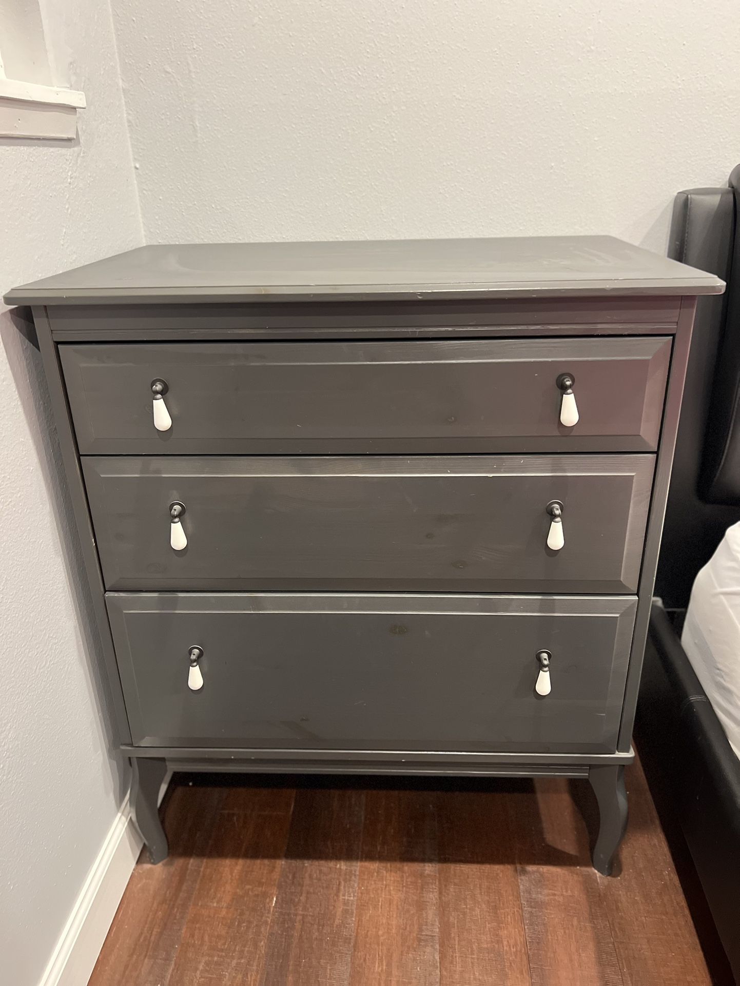 IKEA Grey Dresser With White Handles