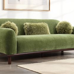 Brand New Olive Green Super Plush Chenille Sofa (Pillows Included)