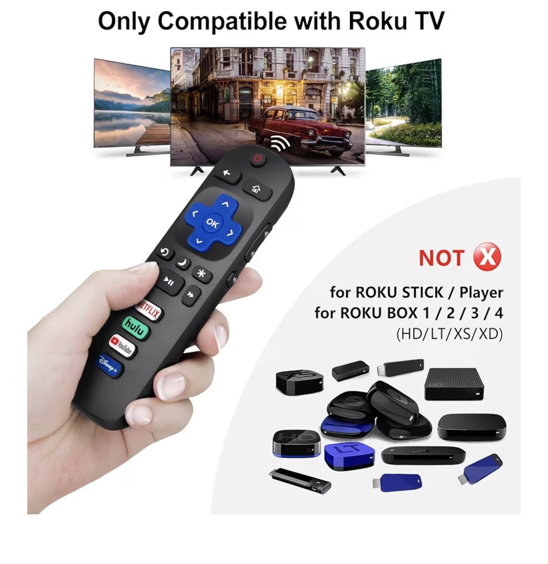 Pack of 2) Replacement Remote Control Only for Roku TV