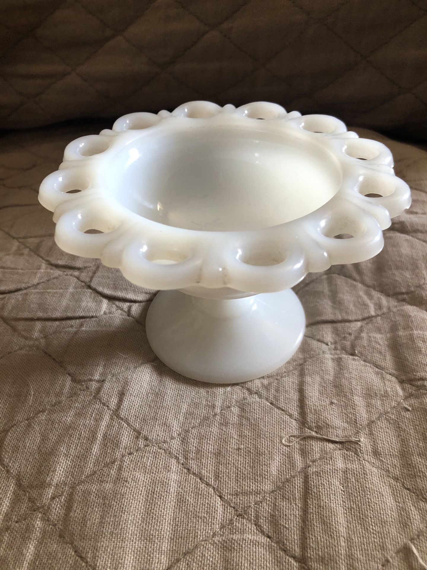 Anchor Hocking White Milk Glass Colony Pedestal Dish