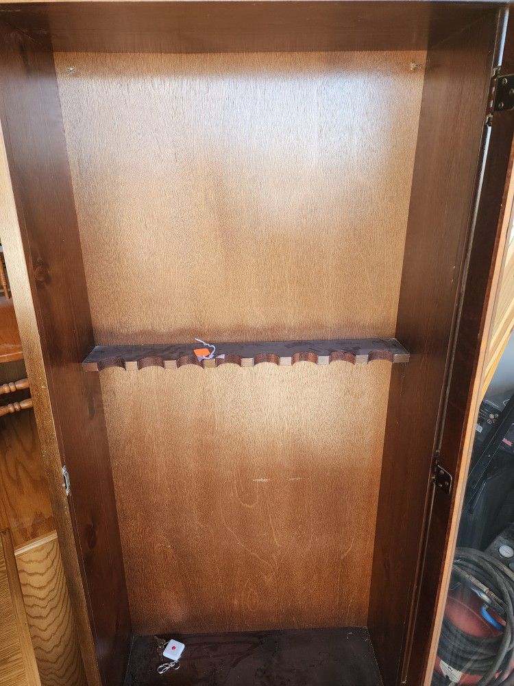 Vintage Wood Locking Gun Cabinet With Keys *Please Read All