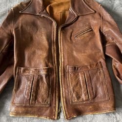 Vintage Authentic Brown Leather Jacket