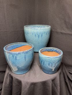 Teal Green Ceramic Pots-Glazed Garden Planters($45 set of 4)