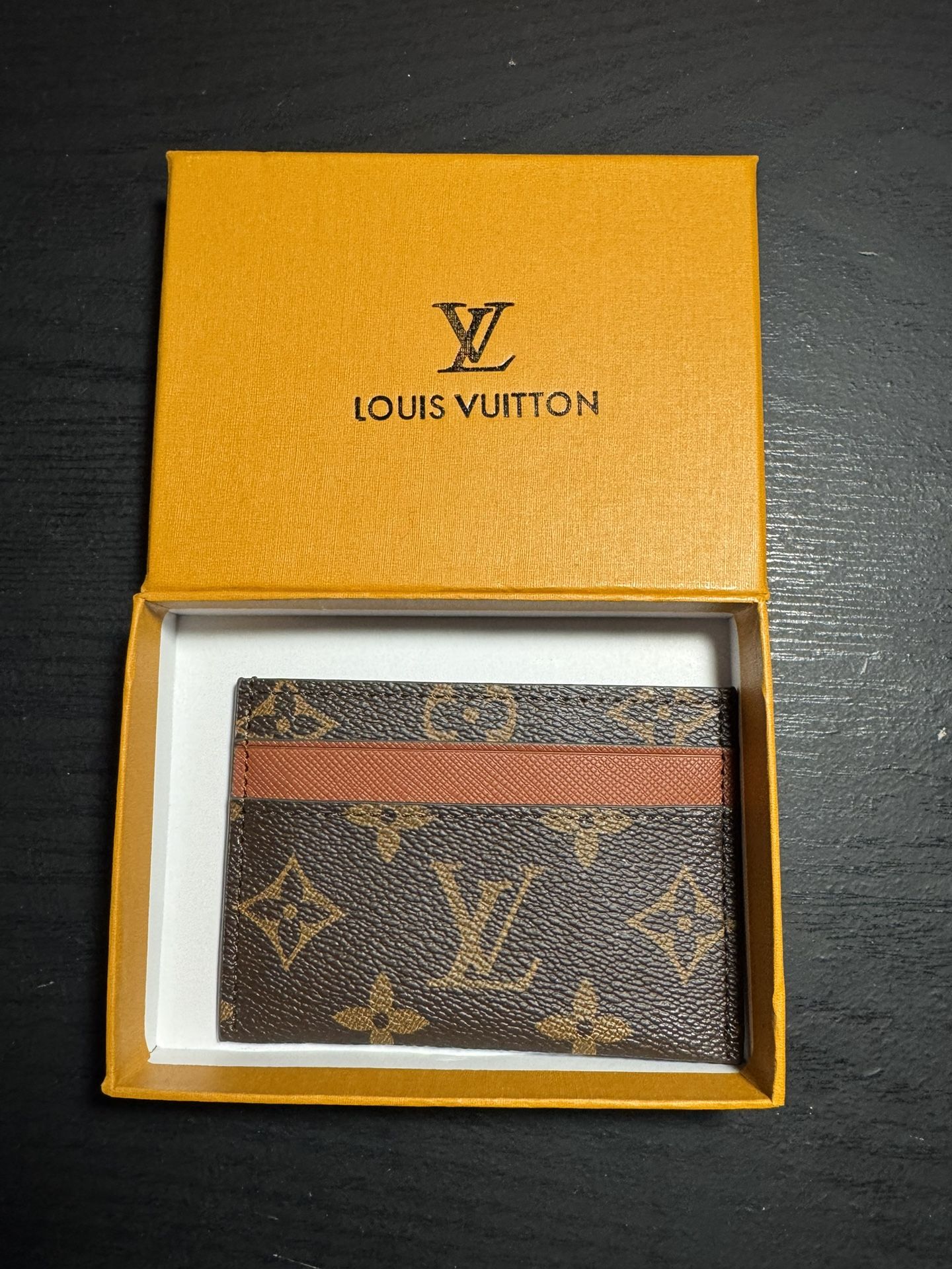 Louis Vuitton Monogram Canvas Card Holder — Brown & Red — With Box