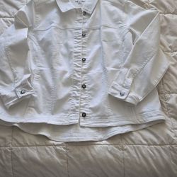 Woman Plus Size White Jean Jacket