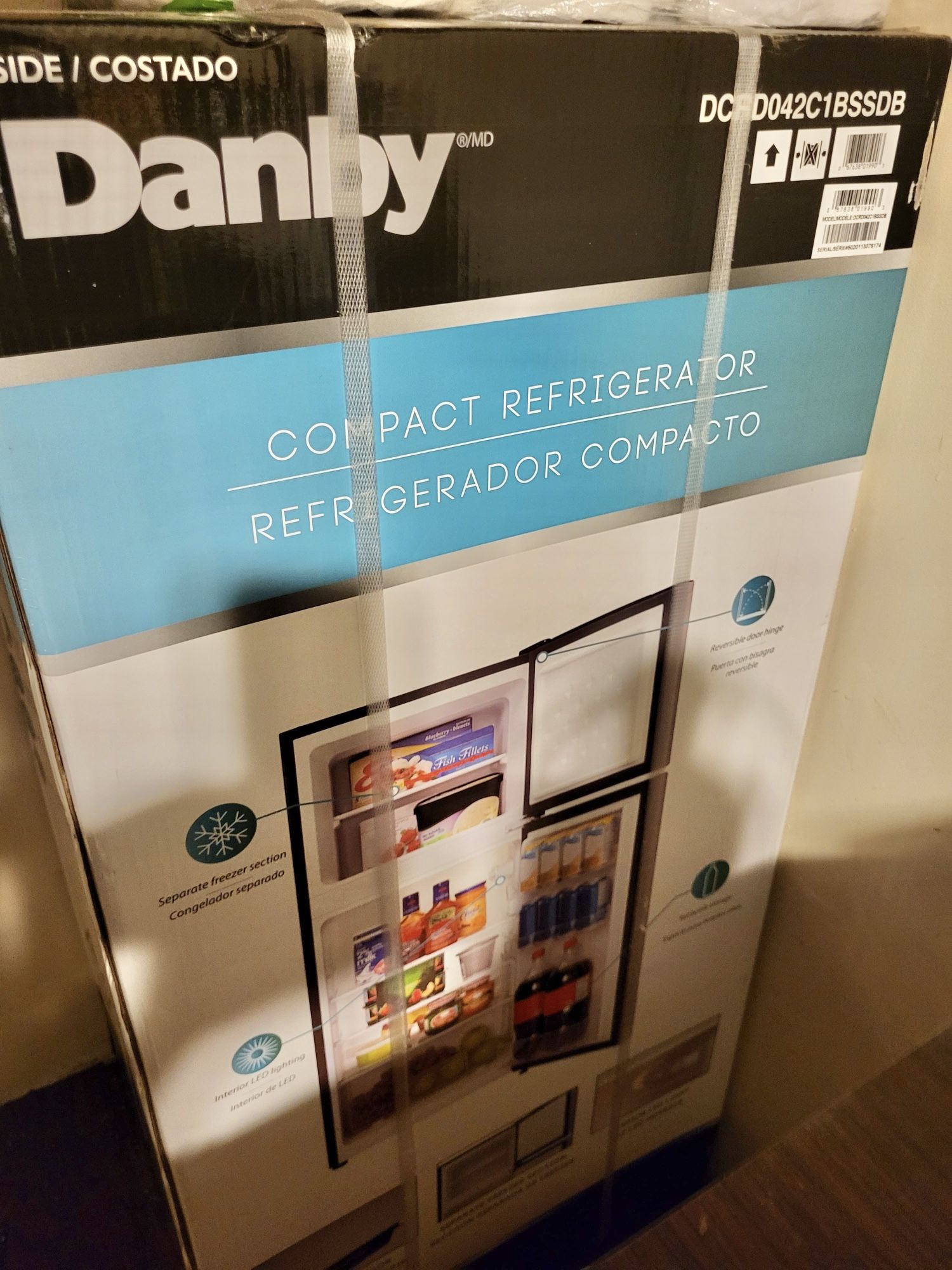 New Sealed Danby 4.2 cu. ft. Compact Fridge Top Mount in Stainless Steel