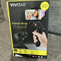 Vivitar Pistol Grip Portable Mini Tabletop Tripod for Video Vlog Stream Open Box