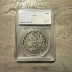 1887-O Morgan Silver Dollar, graded F-15 