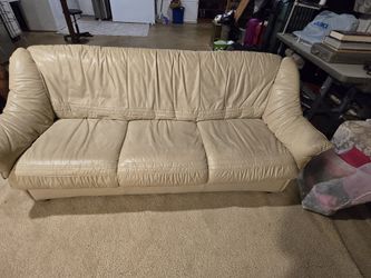 Beige Leather Loveseat & compact 2 seats sofa