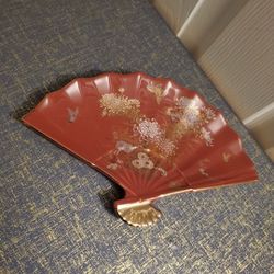 Floral Fan Shape Trinket Dish Plate Decor