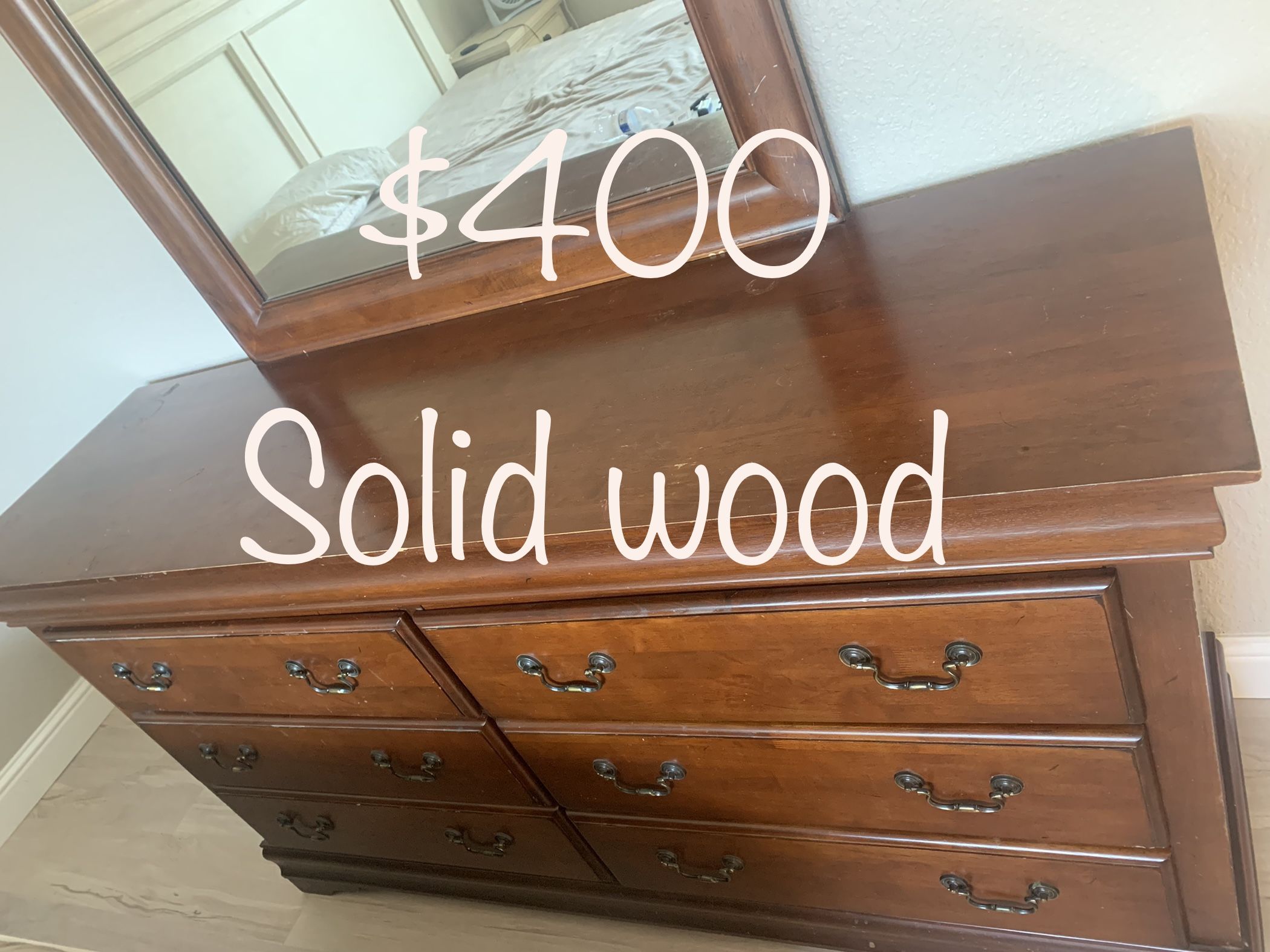 Solid Wood Dresser With Mirror