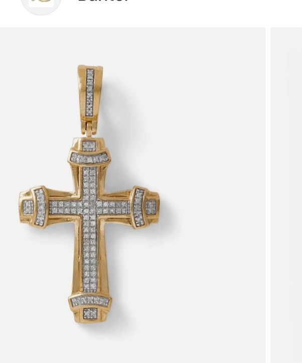 1/8 CT. T.W. Diamond Collar Cross Pendant Charm in 10K Gold

