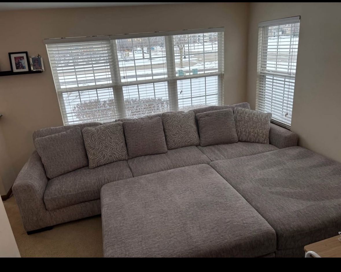 Large Sofa And 2 Ottomans ( See Description For Measurements