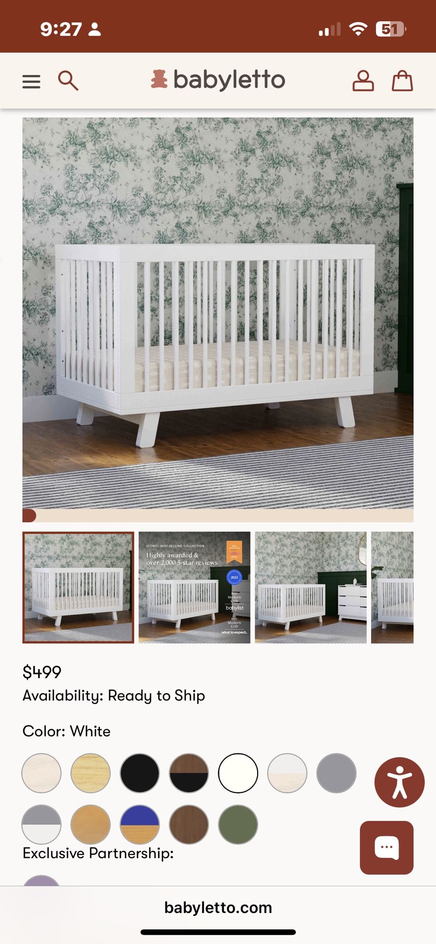 Babyletto Convertible Crib White  