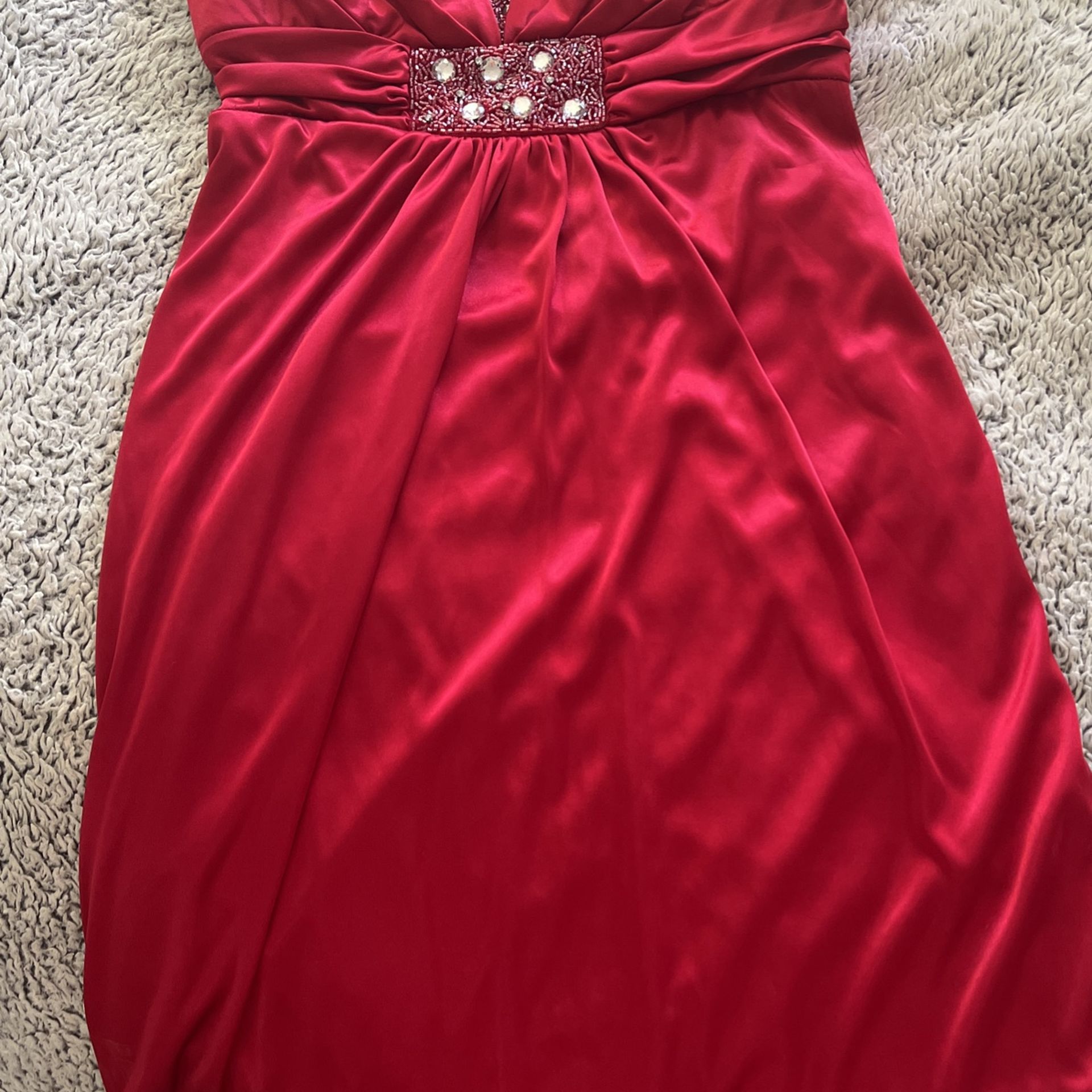Red Dress Strapless With beading