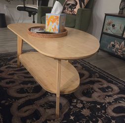 Bamboo Coffee Table with Lower Shelf