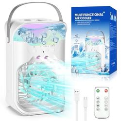 “ New”(1 In Stock)Portable Air Conditioner (w/remote/3 Speeds,mist,7 Color Lights)retail$49