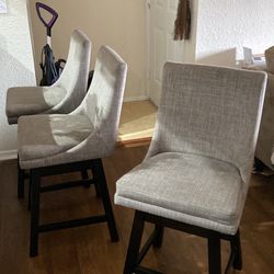 Gray linen Bar Stools