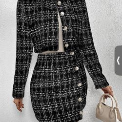 Black Two Piece Blazer And Skirt 