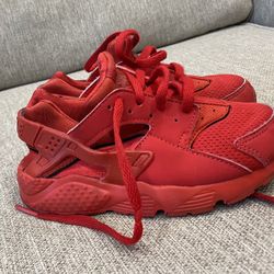 Nike Boys Huarache Run GS Sneaker Athletic Red Ankle Strap Mid Top Lace