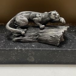 Mountain Lion Pewter Statue