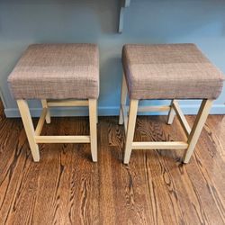 24" Gray Upholstered Bar Stools (set of 2)