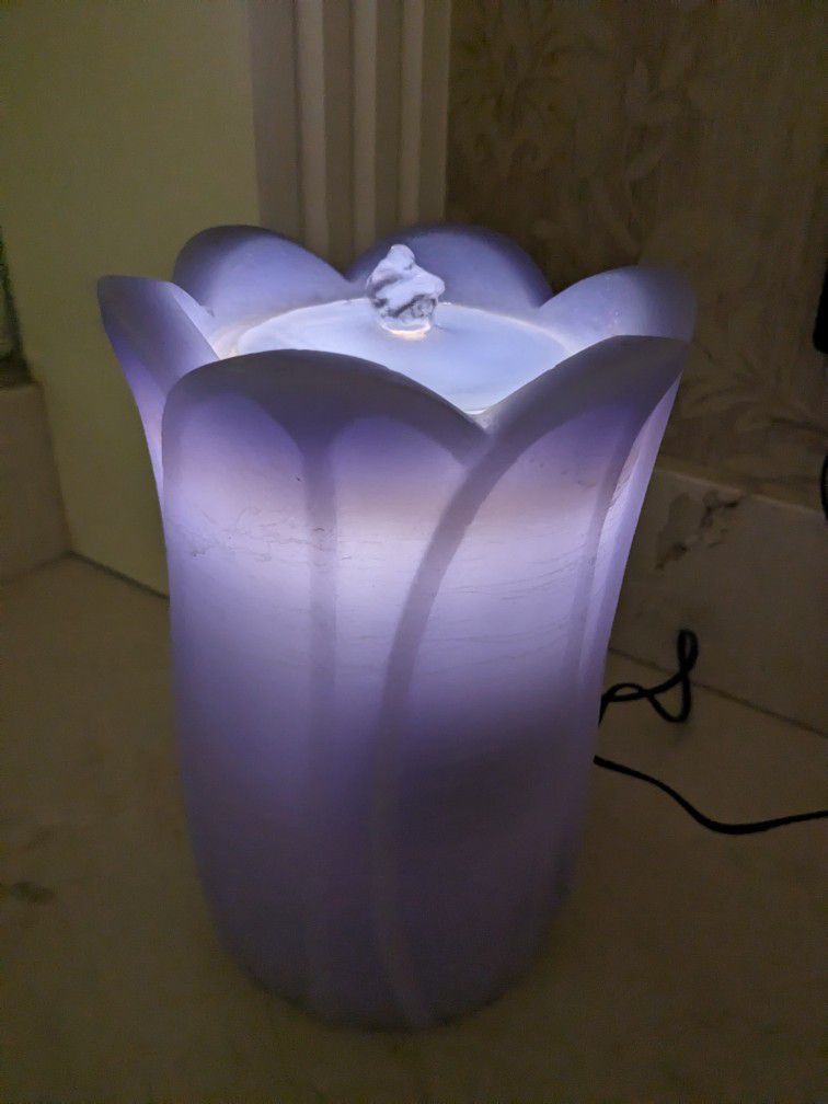 Table Decor Wax Water Fountain 8" Lavender Tulip Style 
