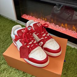 Louis Vuitton Red And White Trainers Size 9 Mens
