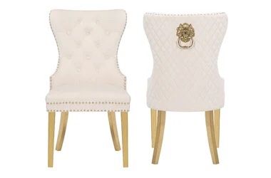 CREAM AND GOLD VELVET CHAIRS ! NEW IN THE BOX 