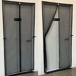 New 37” Width X 83” Height Magnetic Mosquito Flies Insect Repellent Door Screen With Velcro Tape To Install Easily For Standard Size Doors 