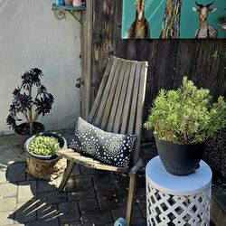 **UNIQUE** Folding ACACIA Wood Adirondeck Chair, Low Profile Lounge for Patio/Porch/Garden