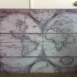 Large Old World Wooden Map $50