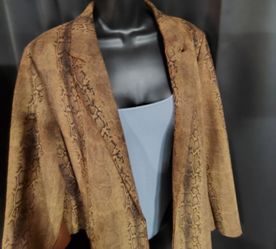 Women's Longline Blazer/Open Front Jacket [Brown/Black]