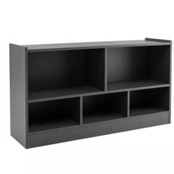 Kids 5-Cube 44 in. Grey Toy Storage Cabinet 2-Shelf Wooden Bookcase School Organizer