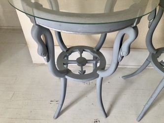 Pair Vintage Mid Century Swan Head Tables