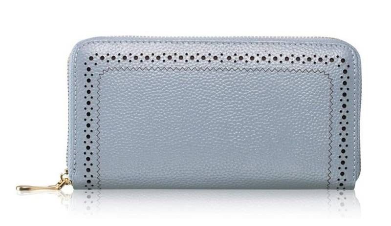 Fashion Women Long Wallet Genuine Leather Zipper Wallet Large Capacity