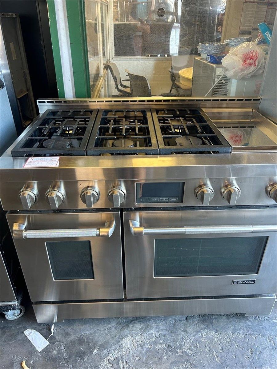 Stainless Jenn Air Kitchen Appliances (Oven, Stove, Drawer Warmer, Vent, Industrial Freezer)