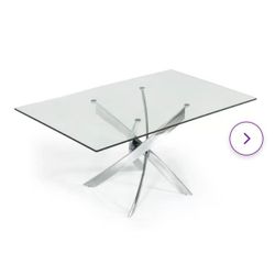 Modern Design Chrome and Glass Dining Table
