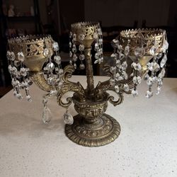 Antique Brass  Like CANDELABRA Baroque Style With Crystals